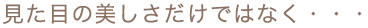 見た目の美しさだけではなく・・・